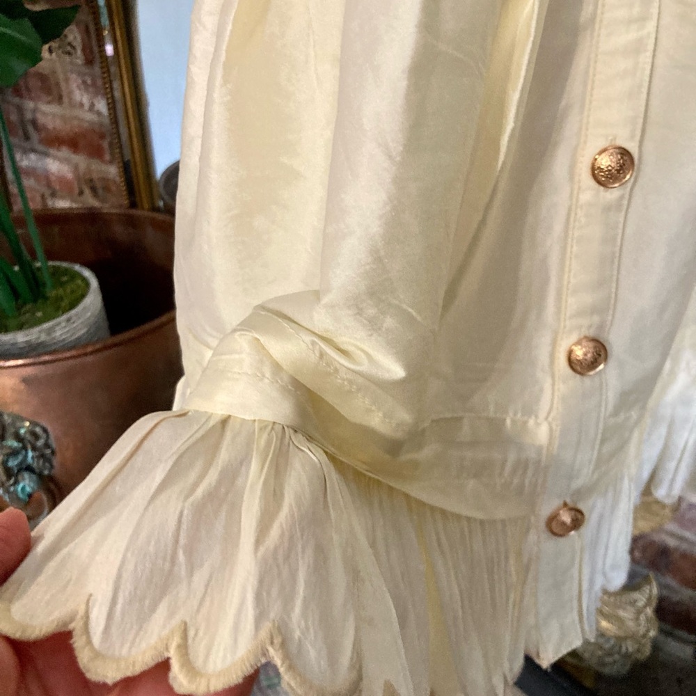 🆕 NWT Anthropologie | Mauve Cream Scalloped-Collar Puff Sleeve Babydoll Top XS - Picture 9 of 15